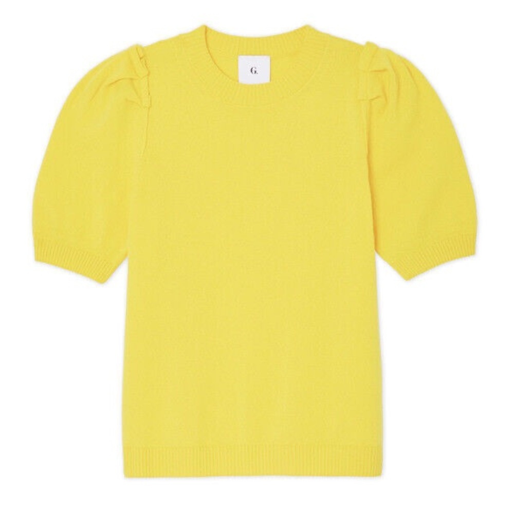 G. Label by GOOP 100% CASHMERE SHELBY SHORT-SLEEVE PUFF SWEATER Size M NWOT